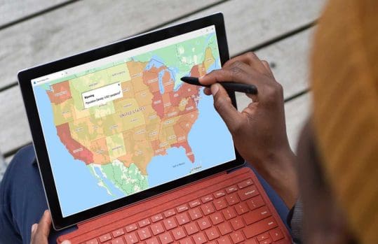 using interactive maps on a laptop screen